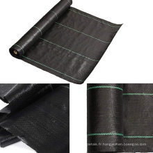 Pp anti-mauvaises herbes tapis, tissu de contrôle des mauvaises herbes en plastique agricole, 90gsm de mauvaise herbe noire empêchent le tissu